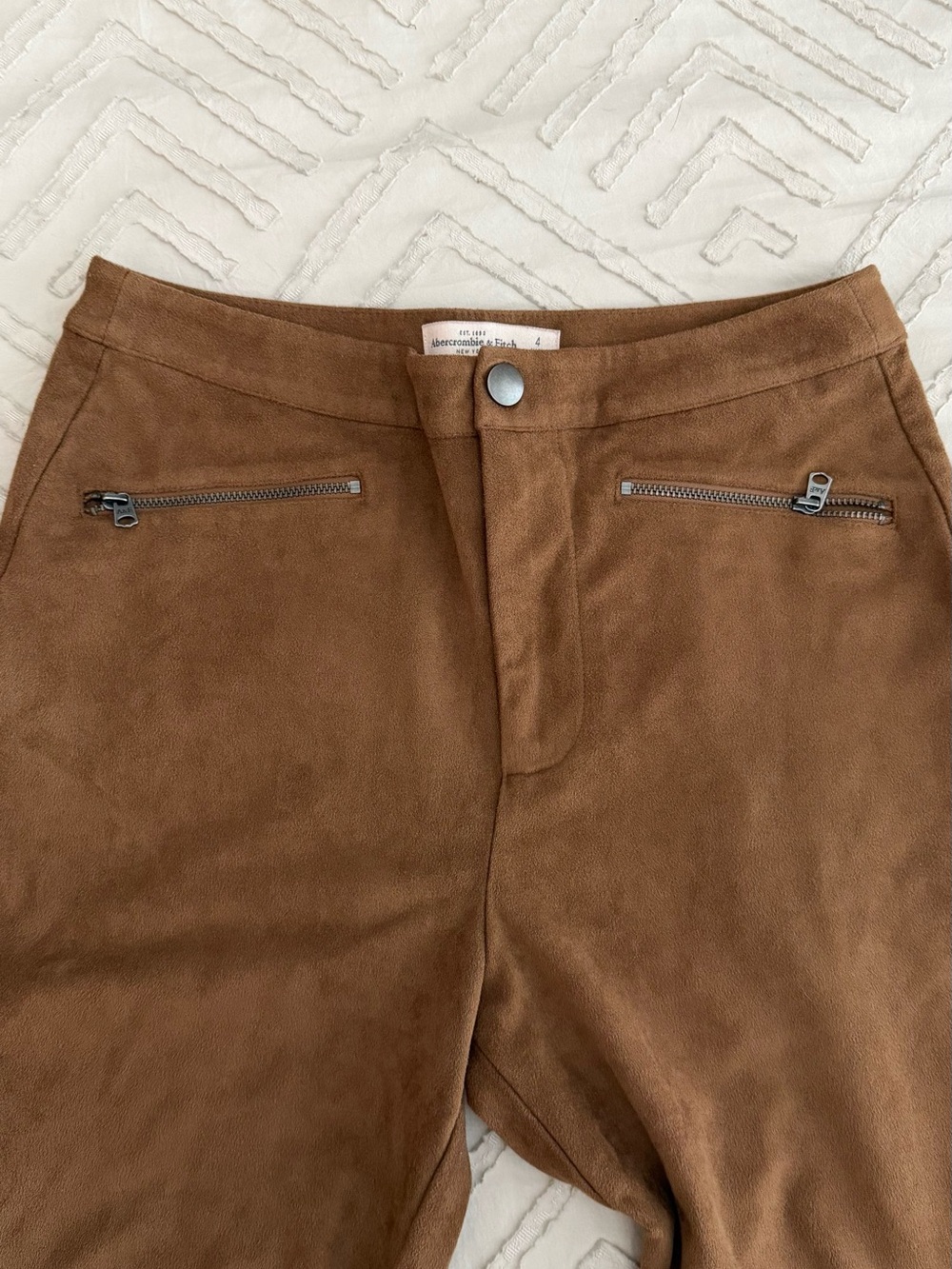Abercrombie & Fitch Brown Suede-Style Zip Pocket Pants
